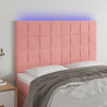 Cabecero con luces LED terciopelo rosa 144x5x118/128 cm 1