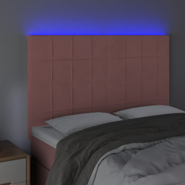 Cabecero con luces LED terciopelo rosa 144x5x118/128 cm M 3