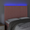 Cabeceira de cama c/ luzes LED veludo 144x5x118/128 cm rosa 3