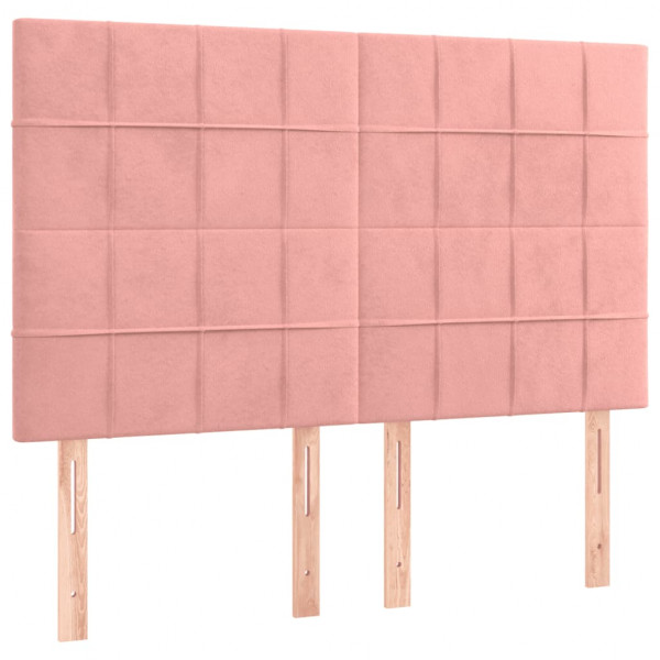 Cabeceira de cama c/ luzes LED veludo 144x5x118/128 cm rosa M 4