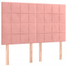 Cabeceira de cama c/ luzes LED veludo 144x5x118/128 cm rosa 4