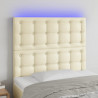 Cabecero con luces LED cuero sintético crema 90x5x118/128 cm 1