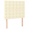 Cabeceira de cama c/ LED 90x5x118/128cm couro artificial crème 4