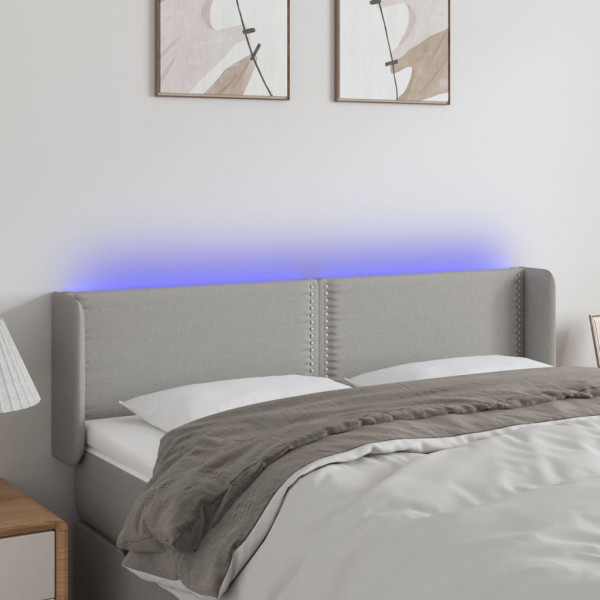 Cabecero con LED de tela gris claro 147x16x78/88 cm D