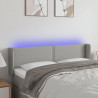 Cabeceira cama c/ luzes LED tecido 147x16x78/88 cm cinza-claro 1