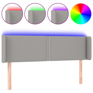 Cabecero con LED de tela gris claro 147x16x78/88 cm H