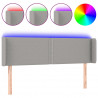 Cabeceira cama c/ luzes LED tecido 147x16x78/88 cm cinza-claro 2
