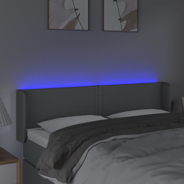 Cabeceira cama c/ luzes LED tecido 147x16x78/88 cm cinza-claro M 4
