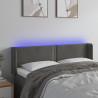 Cabeceira cama c/ luzes LED veludo 147x16x78/88cm cinza-escuro 1
