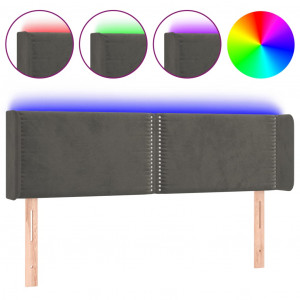 Cabecero con LED de terciopelo gris oscuro 147x16x78/88 cm H
