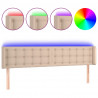 Cabeceira cama LED couro artificial 203x16x78/88 cm cappuccino 2