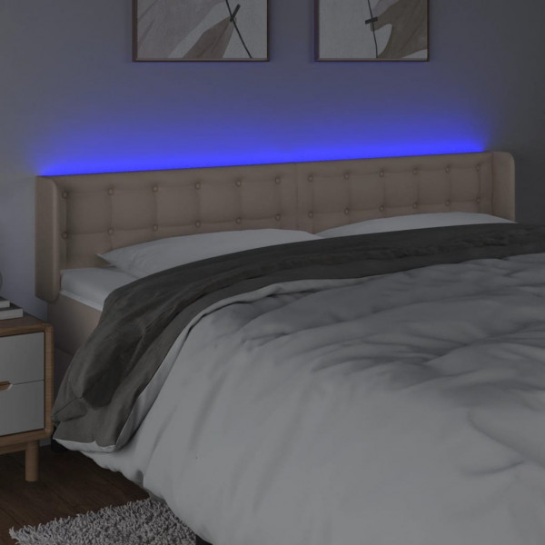 Cabecero con LED cuero sintético capuchino 203x16x78/88 cm M 4