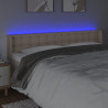 Cabeceira cama LED couro artificial 203x16x78/88 cm cappuccino 4