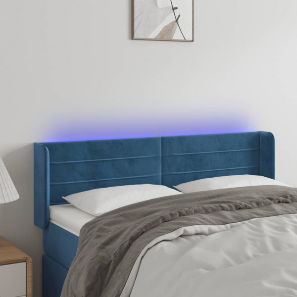 Cabecero con LED de terciopelo azul oscuro 147x16x78/88 cm D