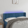 Cabeceira cama c/ luzes LED veludo 147x16x78/88 cm azul-escuro 1