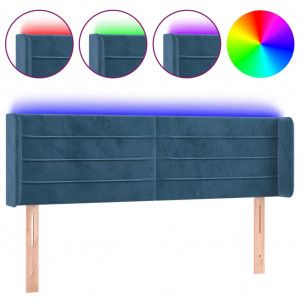 Cabecero con LED de terciopelo azul oscuro 147x16x78/88 cm H