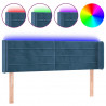 Cabecero con LED de terciopelo azul oscuro 147x16x78/88 cm 2