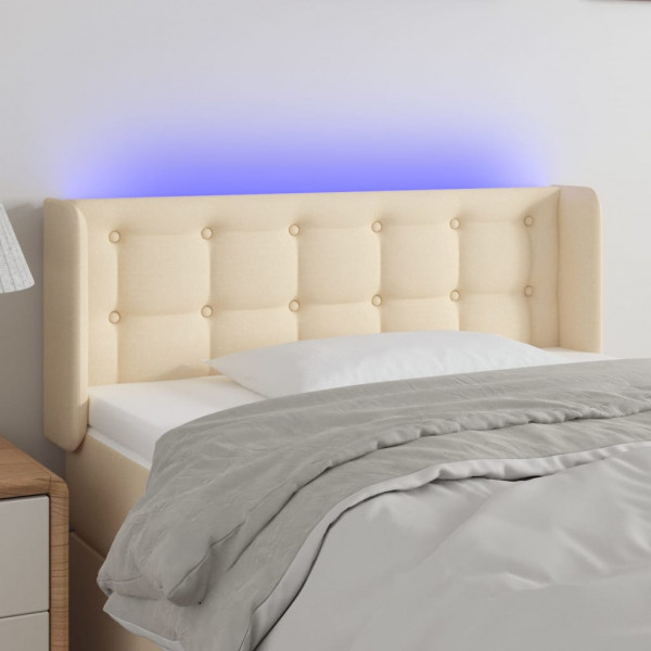 Cabecero con LED de tela crema 93x16x78/88 cm D