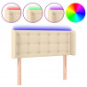 Cabeceira de cama c/ luzes LED tecido 93x16x78/88 cm cor creme 2