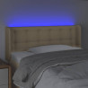 Cabeceira de cama c/ luzes LED tecido 93x16x78/88 cm cor creme 4