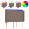 Cabecero con LED de tela gris taupe 147x16x118/128 cm 2