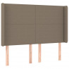 Cabeceira cama c/ LED tecido 147x16x118/128cm cinza-acastanhado 3