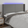 Cabeceira de cama c/ LED tecido 163x16x118/128 cm cinza-escuro 1