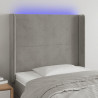 Cabecero con LED de terciopelo gris claro 83x16x118/128 cm 1