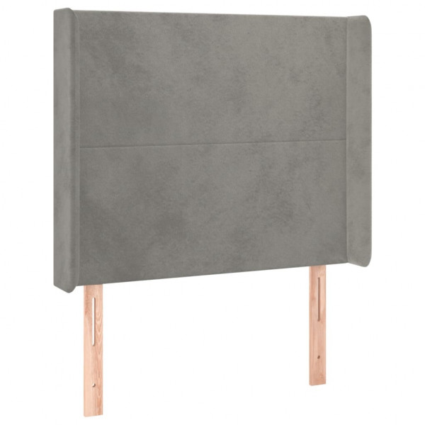 Cabeceira cama c/ luzes LED veludo 83x16x118/128 cm cinza-claro M 3