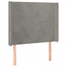 Cabeceira cama c/ luzes LED veludo 83x16x118/128 cm cinza-claro 3