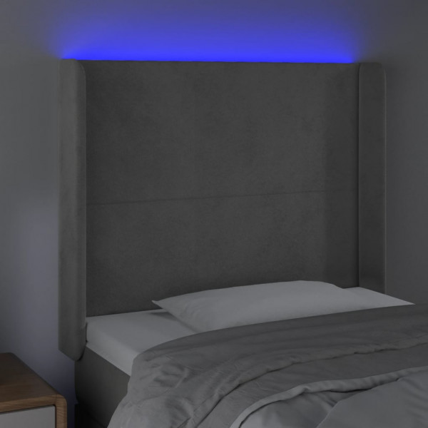 Cabecero con LED de terciopelo gris claro 83x16x118/128 cm M 4