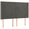 Cabeceira de cama c/ LED veludo 147x16x118/128 cm cinza-escuro 3