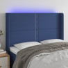Cabecero con LED de tela azul 147x16x118/128 cm 1