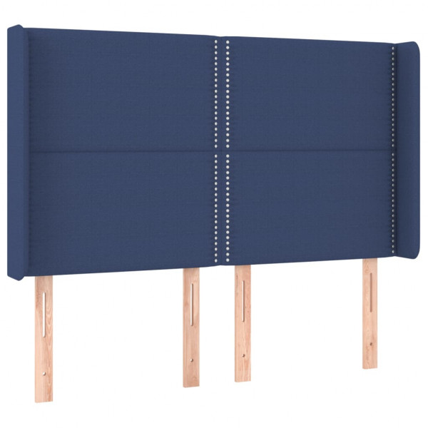 Cabeceira de cama c/ luzes LED tecido 147x16x118/128 cm azul M 3
