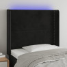 Cabecero con LED de terciopelo negro 103x16x118/128 cm 1