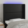 Cabecero con LED cuero sintético negro 103x16x118/128 cm 1