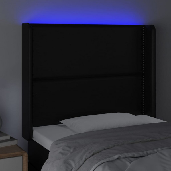 Cabecero con LED cuero sintético negro 103x16x118/128 cm M 4
