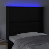 Cabeceira cama c/ LED couro artificial 103x16x118/128 cm preto 4