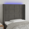 Cabeceira cama c/ luzes LED veludo 83x16x118/128cm cinza-escuro 1