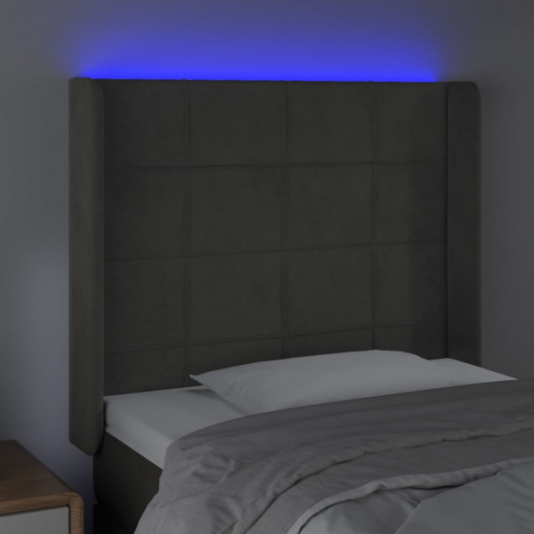 Cabecero con LED de terciopelo gris oscuro 83x16x118/128 cm M 4