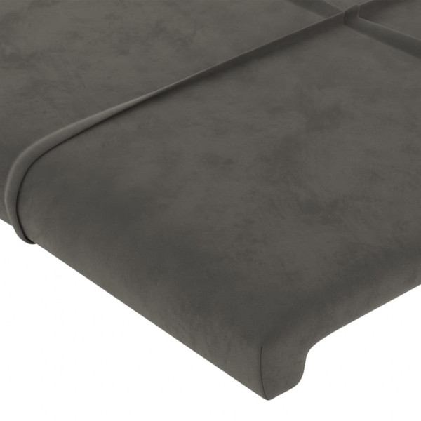 Cabeceira cama c/ luzes LED veludo 83x16x118/128cm cinza-escuro M 5