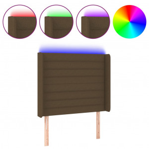 Cabecero con LED de tela marrón oscuro 83x16x118/128 cm H