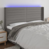 Cabeceira de cama c/ LED tecido 203x16x118/128 cm cinza-escuro 1