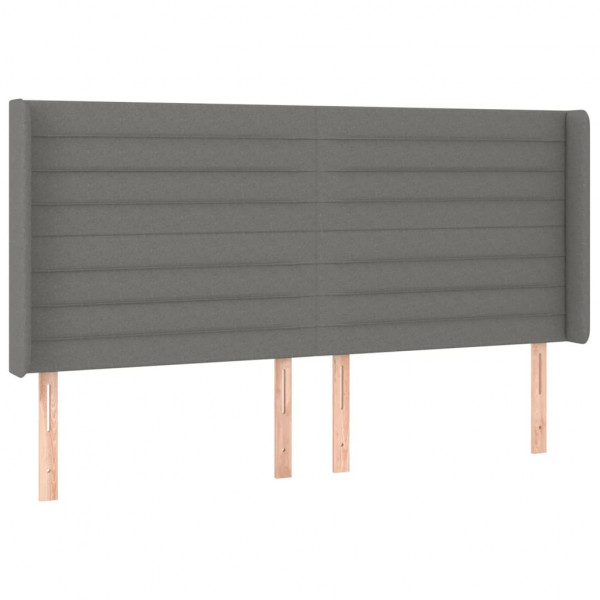 Cabeceira de cama c/ LED tecido 203x16x118/128 cm cinza-escuro M 3
