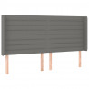 Cabeceira de cama c/ LED tecido 203x16x118/128 cm cinza-escuro 3