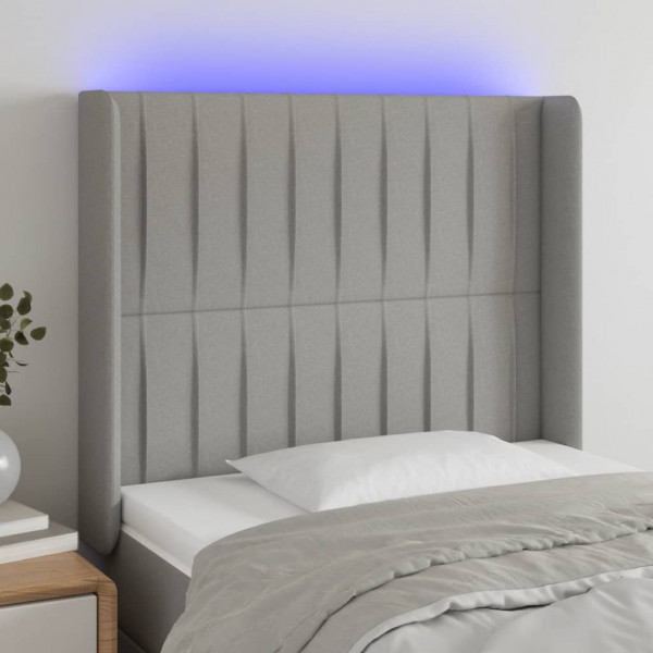 Cabecero con LED de tela gris claro 103x16x118/128 cm D