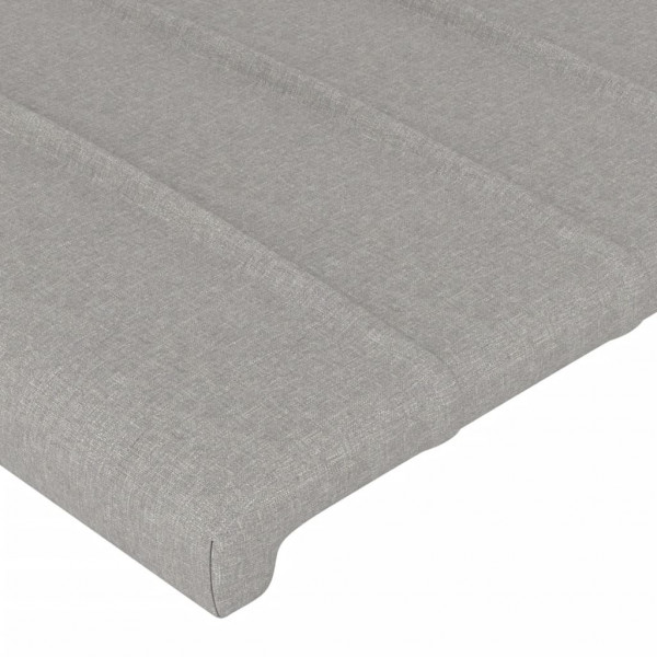 Cabeceira cama c/ luzes LED tecido 103x16x118/128cm cinza-claro M 5