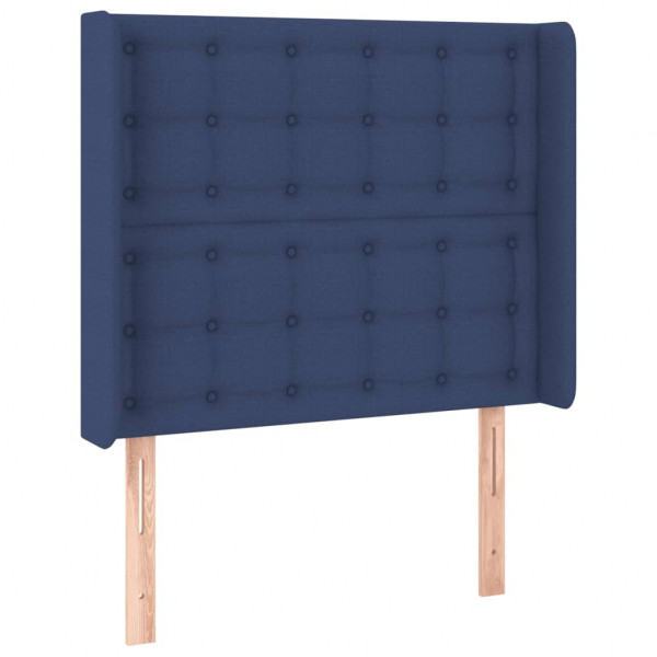 Cabeceira de cama c/ luzes LED tecido 83x16x118/128 cm azul M 3