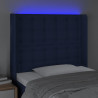 Cabeceira de cama c/ luzes LED tecido 83x16x118/128 cm azul 4