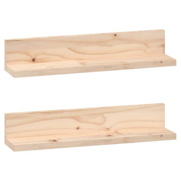 Estantes de pared 2 uds madera maciza de pino 50x11x9 cm M 2